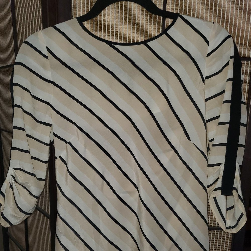 BCBG Silk 3/4 Length Sleeve Cut-out back Blouse